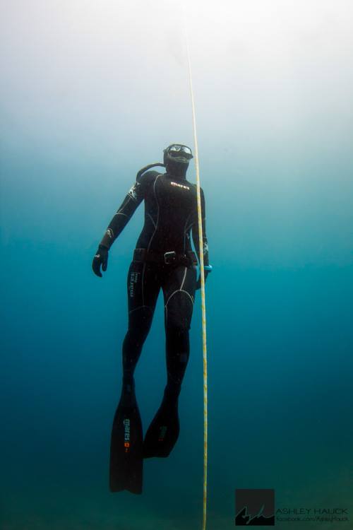 Stephanie ascending during her ocean training.