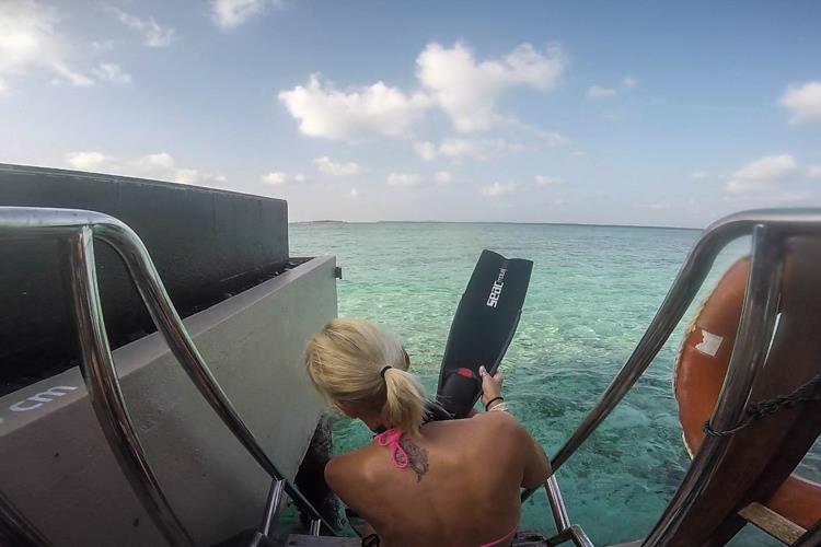 Margo entering from Ayada Maldives steps.