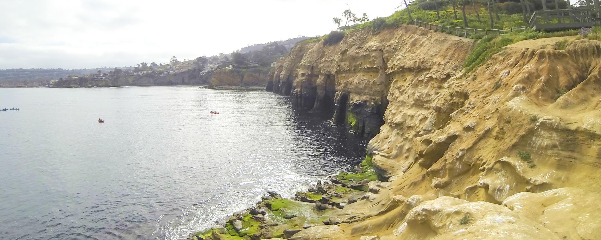 La Jolla Cove and sea cliffs.